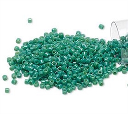 Seed beads, Delica 11/0, duracoat opaque spruce green, 7,5 gram. DB2127V